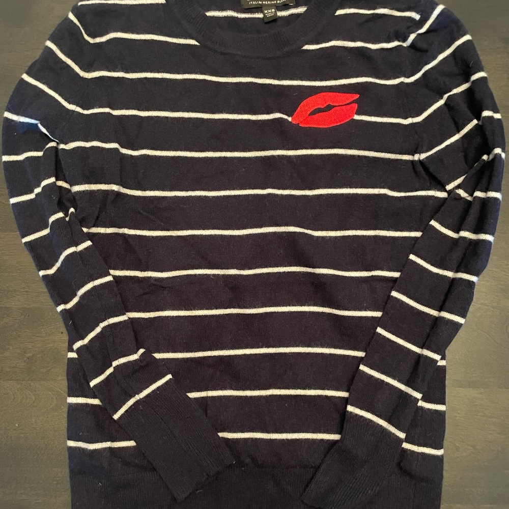 Navy blue with white stripes